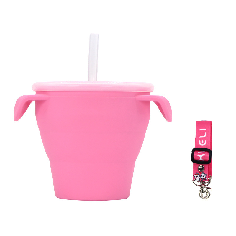Creative New Silicone Folding Snack Cup Children's Straw Cup Outdoor Play Folding Cup Storage Cup Maternal And Baby Products - Image 2