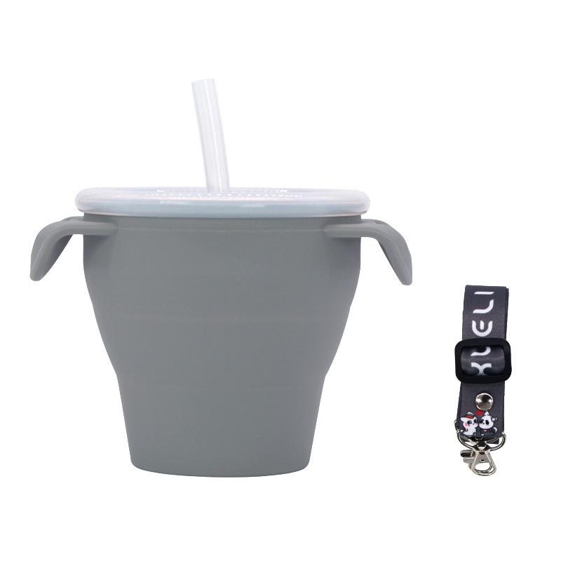 Creative New Silicone Folding Snack Cup Children's Straw Cup Outdoor Play Folding Cup Storage Cup Maternal And Baby Products - Image 10