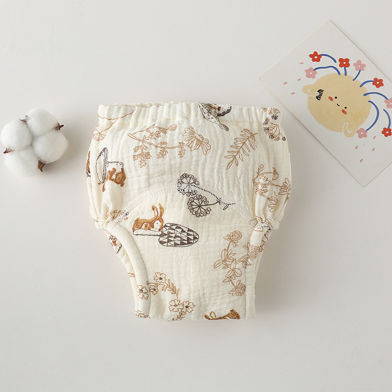 Gauze Cotton Baby's Ring Urine Training Training Pants Gauze Diaper Pants Waterproof Diaper Pure Cotton Diaper Pants - Image 3