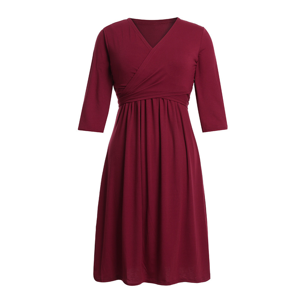 530/5000 Maternity Fashion V-neck Dress - Image 6