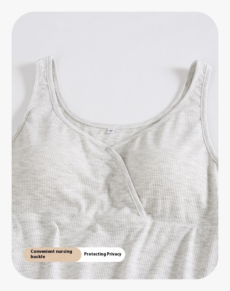 Three-piece Thin Pregnant Woman Breastfeeding Homewear Pajamas With Chest Pad - Image 2