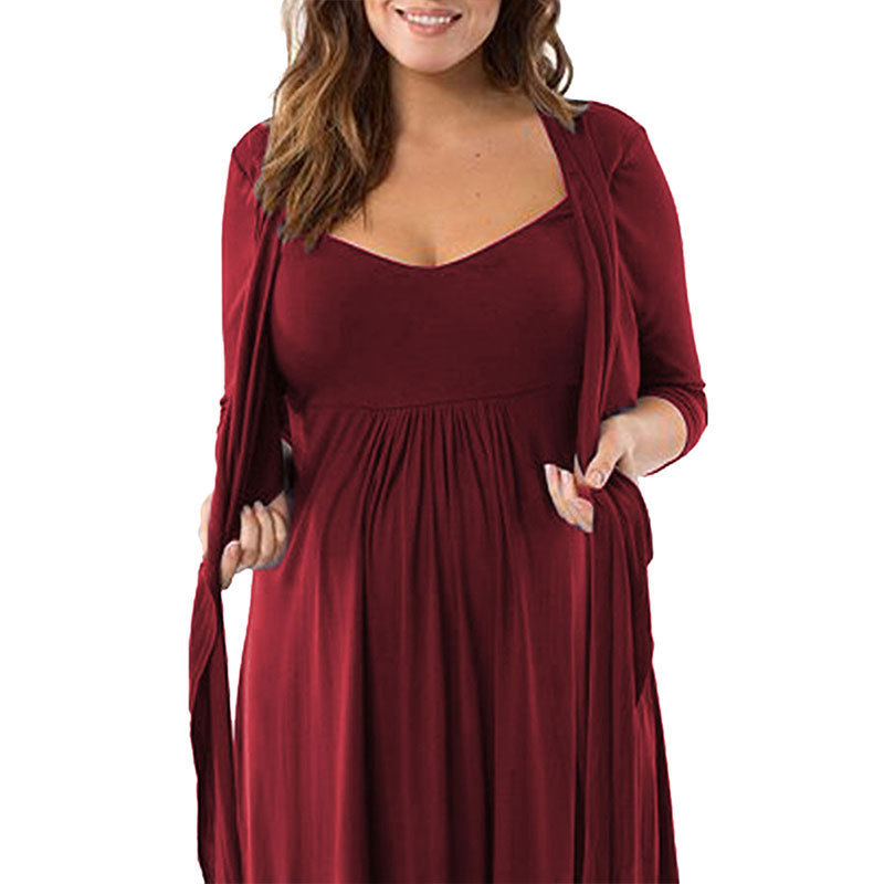 530/5000 Maternity Fashion V-neck Dress - Image 2