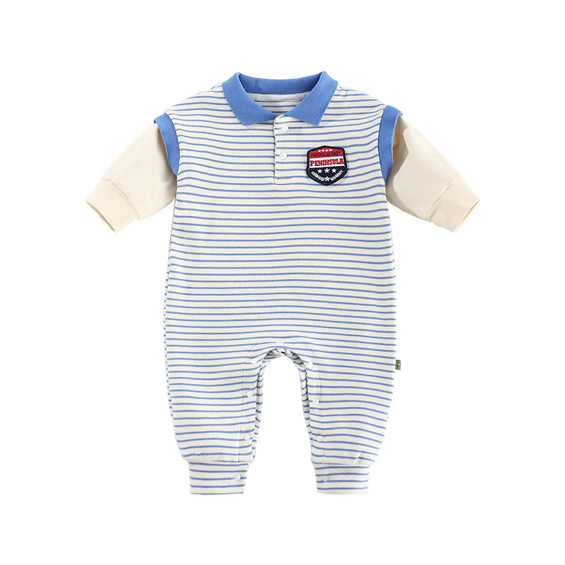 Baby Onesies Striped Male Baby Newborn Clothes Baby Autumn Clothes - Image 2