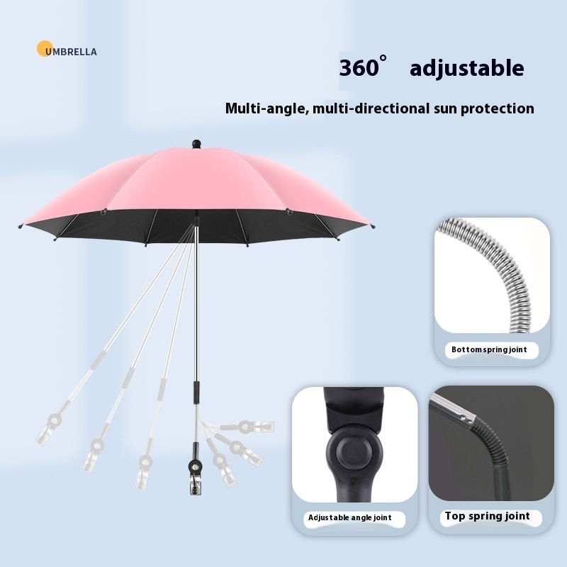 Baby Stroller Sunshade Black Glue UV-proof Stroller Parasol - Image 9
