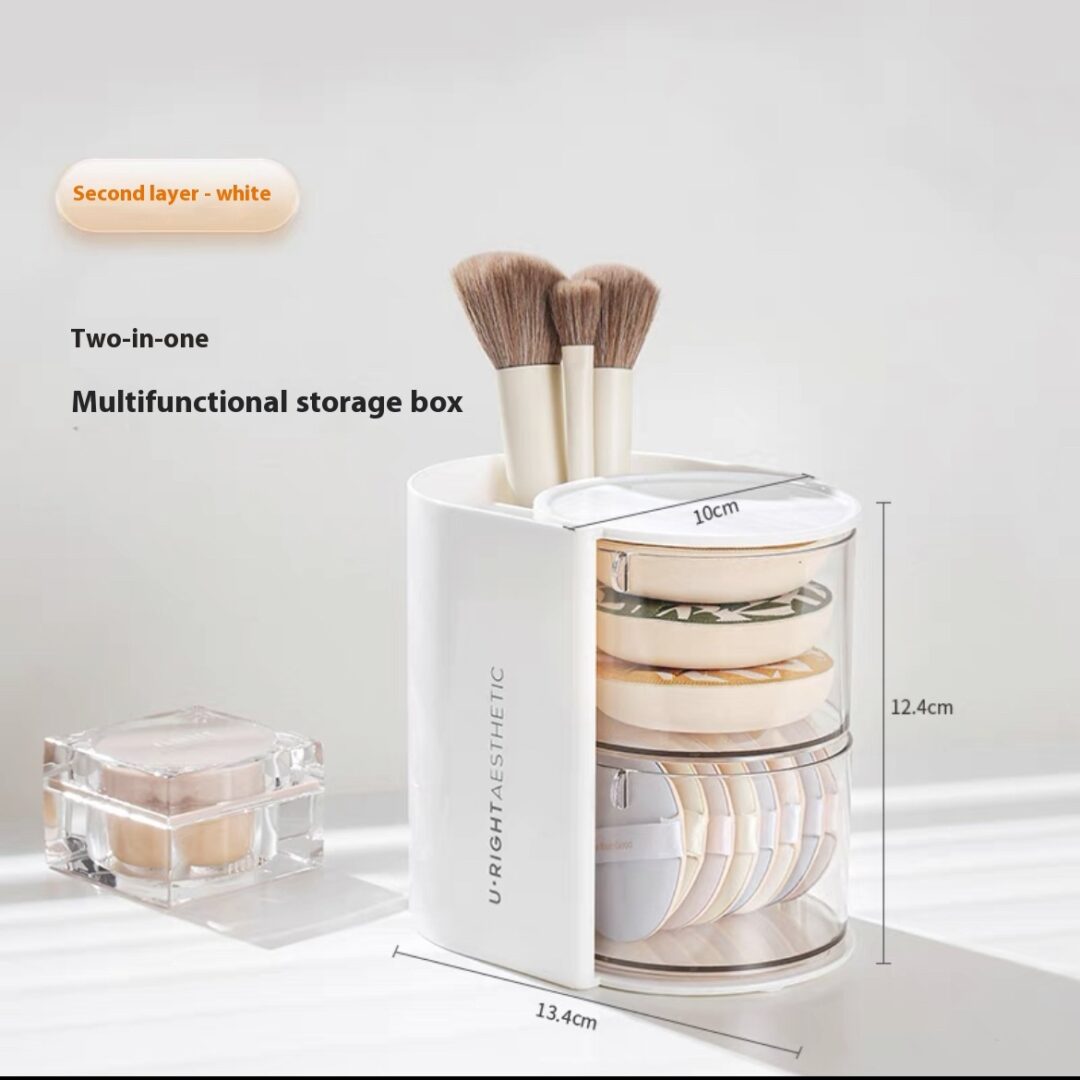 Two-in-one Powder Puff Storage Box Desktop Rotating Storage Rack - Image 3