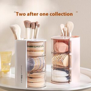 Two-in-one Powder Puff Storage Box Desktop Rotating Storage Rack