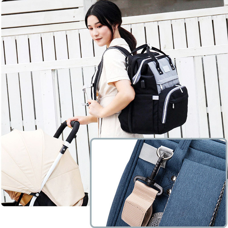 Multifunctional Maternity Diaper Backpack Upgraded With Removable Mosquito Net Large Capacity Foldable Infants Baby Crib Waterproof Nappy Mother Bag For Travel - Image 9