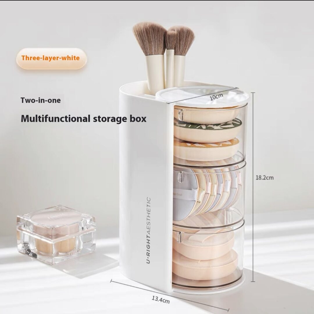 Two-in-one Powder Puff Storage Box Desktop Rotating Storage Rack - Image 4