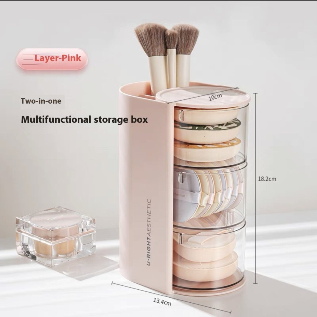 Two-in-one Powder Puff Storage Box Desktop Rotating Storage Rack - Image 5