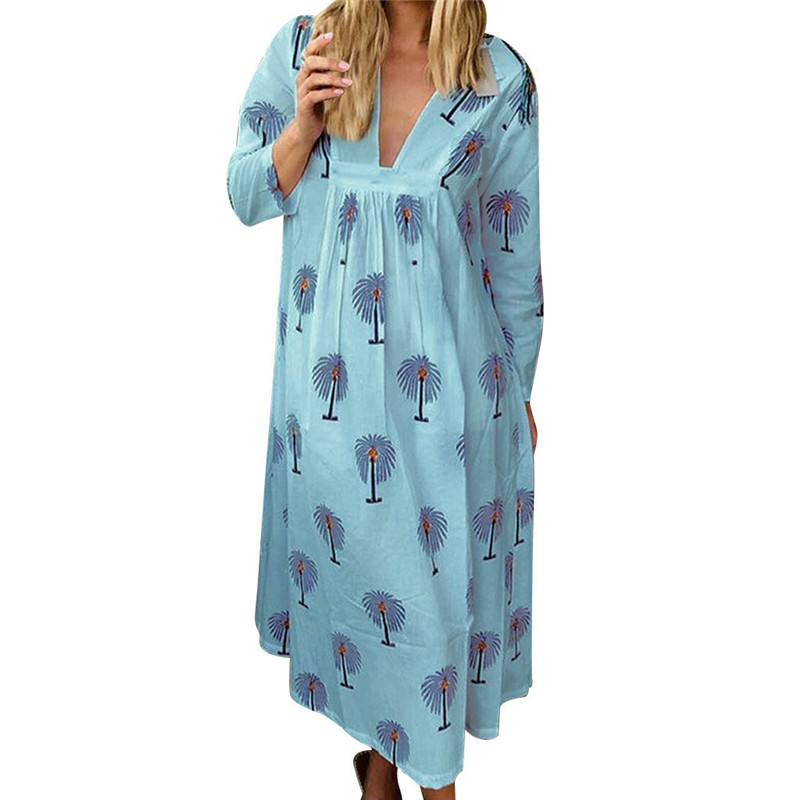 Maternity Dress V-neck Printed Maxi Dress - Image 4