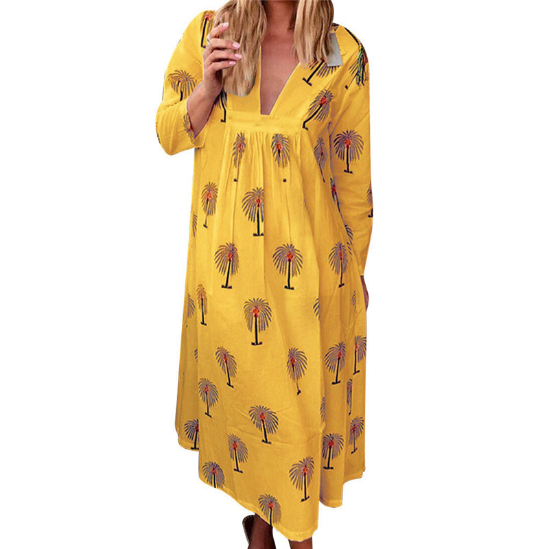 Maternity Dress V-neck Printed Maxi Dress - Image 5