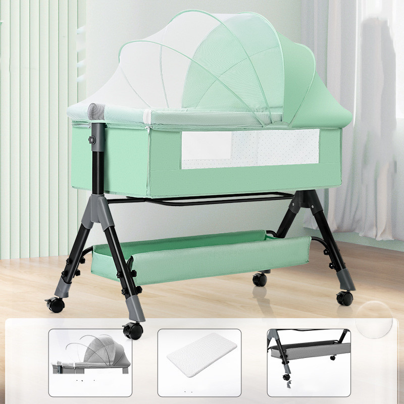Baby Splicing Portable Multifunctional Mobile Folding Cradle Bed - Image 7