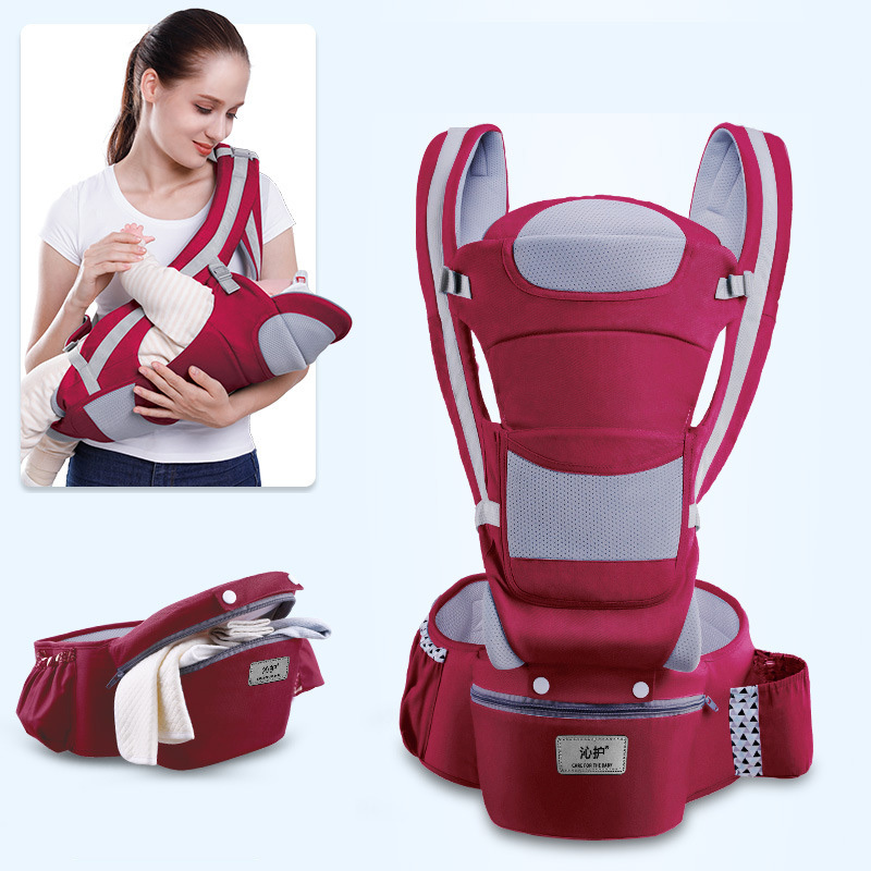 Ergonomic Baby Carrier Infant Baby Hipseat Carrier 3 In 1 Front Facing Ergonomic Kangaroo Baby Wrap Sling - Image 8