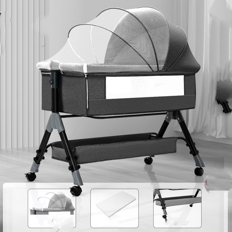 Baby Splicing Portable Multifunctional Mobile Folding Cradle Bed - Image 9