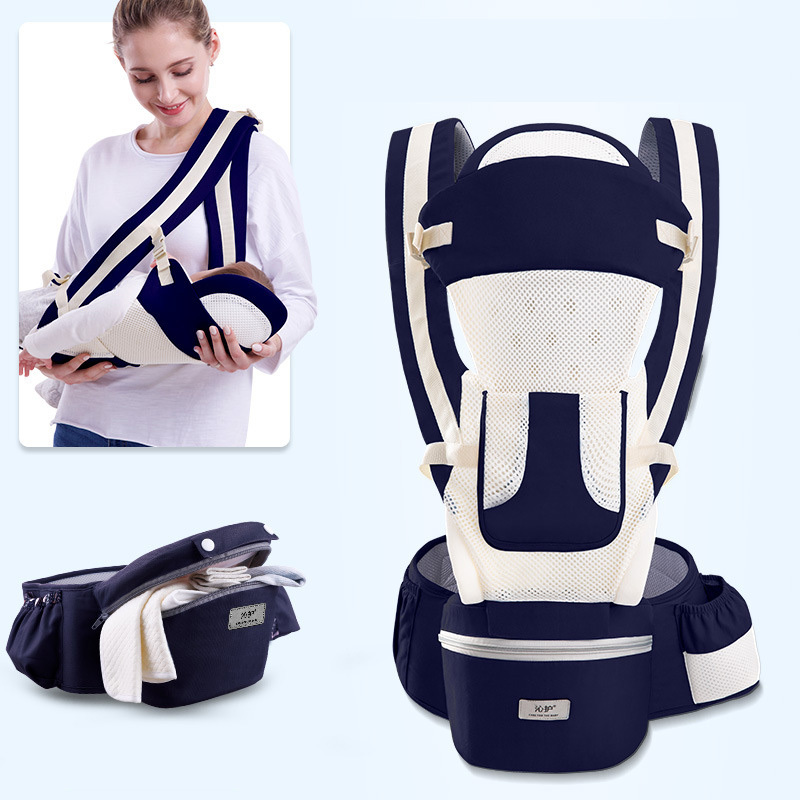 Ergonomic Baby Carrier Infant Baby Hipseat Carrier 3 In 1 Front Facing Ergonomic Kangaroo Baby Wrap Sling - Image 10