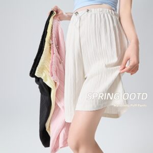Knitted Drawstring Linen Pleated Shorts For Pregnant Women Casual