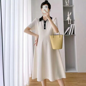 Summer Loose Polo Lapel Maternity Dress