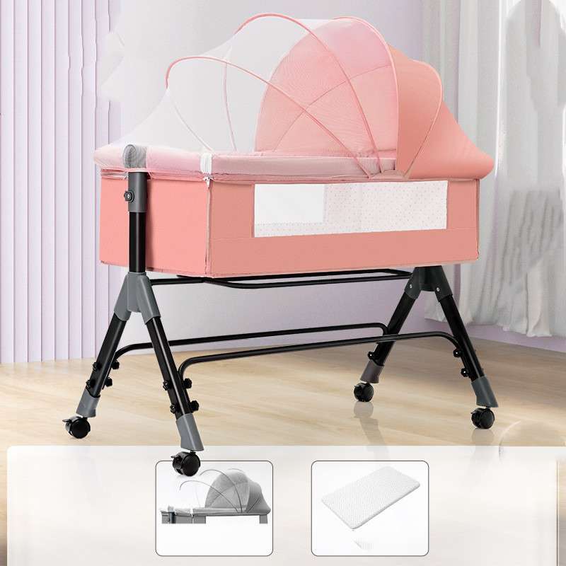 Baby Splicing Portable Multifunctional Mobile Folding Cradle Bed - Image 4